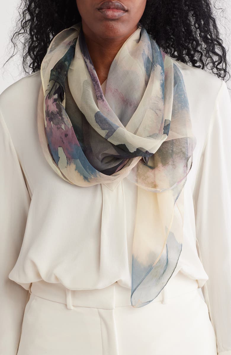 Vince Camuto Ink Bloom Square Scarf, Main, color,