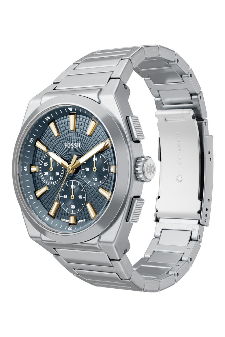 Everett Chronograph Bracelet Watch, 44mm, Alternate, color, SILVER
