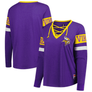 New Era Women's New Era Purple Minnesota Vikings Plus Size Throwback Lace-Up Long Sleeve T-Shirt