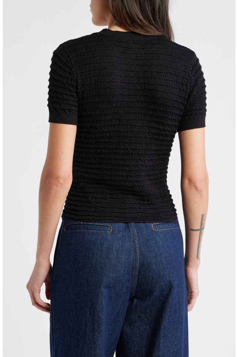 Smocked Silk Blend Sweater, Alternate, color, BLACK