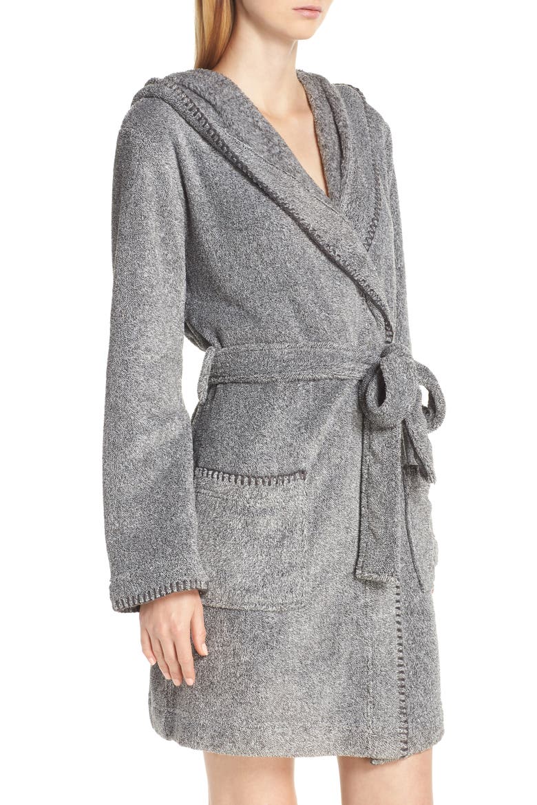 Starry Night Plush Short Robe, Alternate, color, GREY PHANTOM