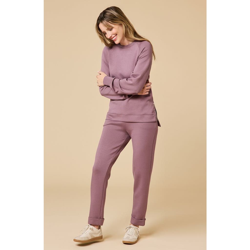 Softies Athleisure Crewneck And Crop Pant Set In Pink
