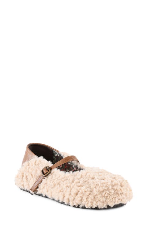 Metro Faux Shearling Flat (Women)