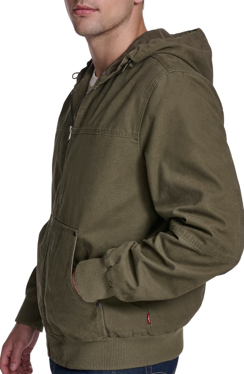 Levi's Lightweight Workwear Hooded Jacket, Alternate, color, Olive Tree