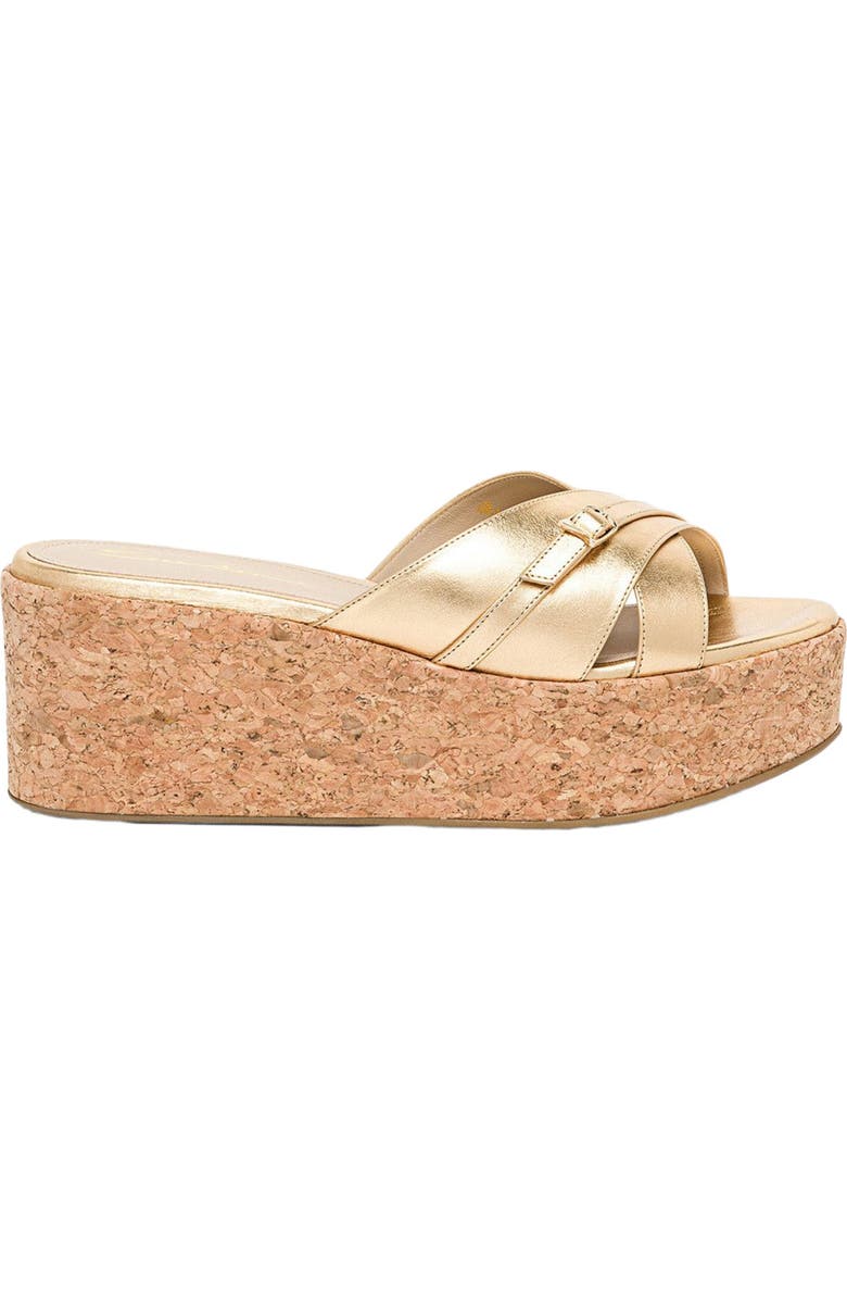 Santoni Women's laminated leather wedge, Alternate, color, Gold