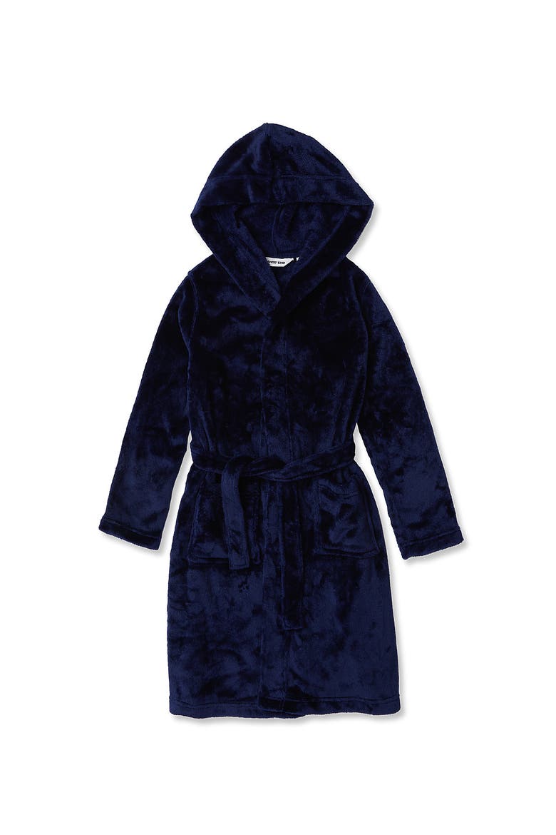 Kids Hooded Fleece Solid Robe, Alternate, color, Navy