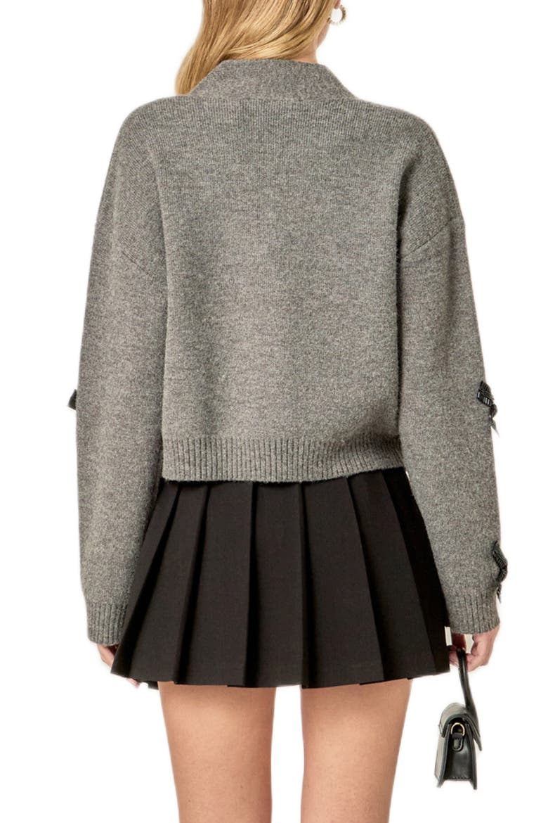 Beaded Bow Oversize Cardigan, Alternate, color, CHARCOAL