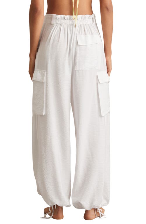 Reiss White Drawstring Tie-cuff Cargo Trousers In White