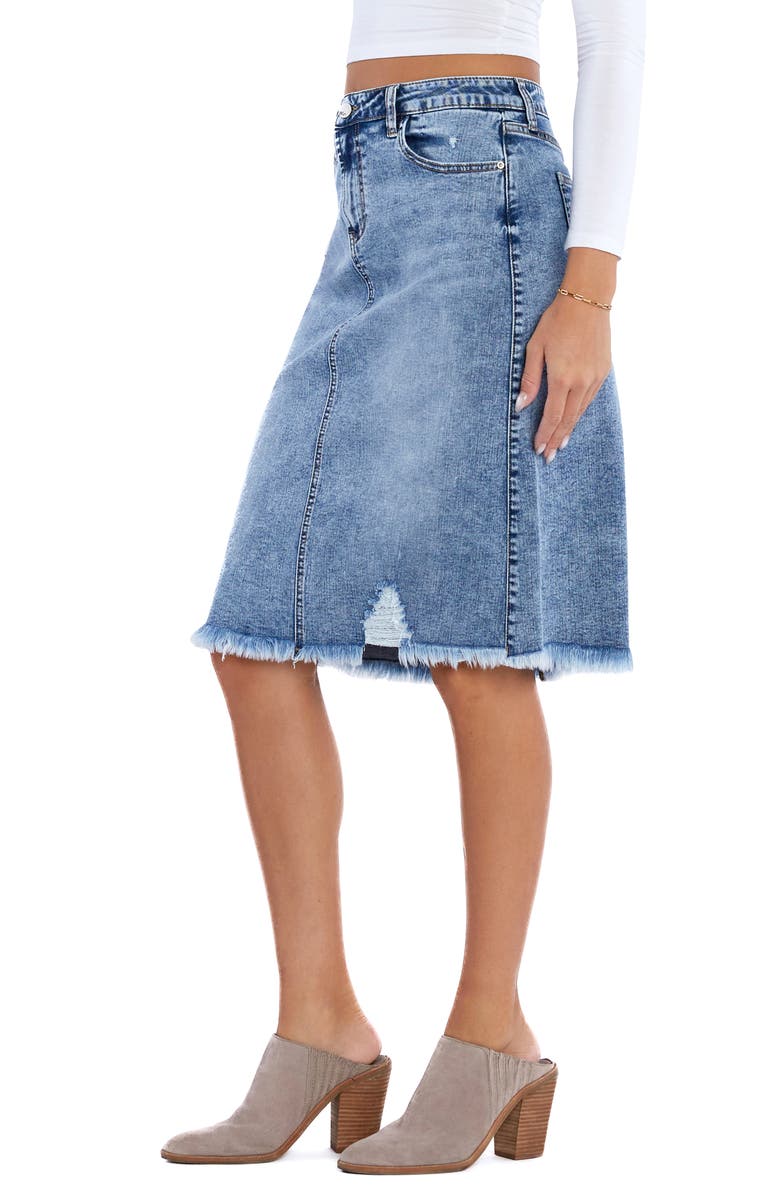 Wash Lab Denim Demolition Frayed Denim Skirt, Alternate, color,
