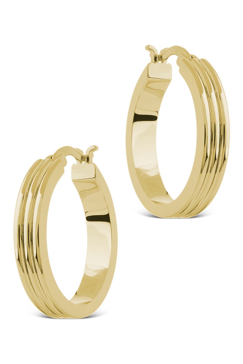 Hannah Ribbed Hoop Earrings, Alternate, color, GOLD