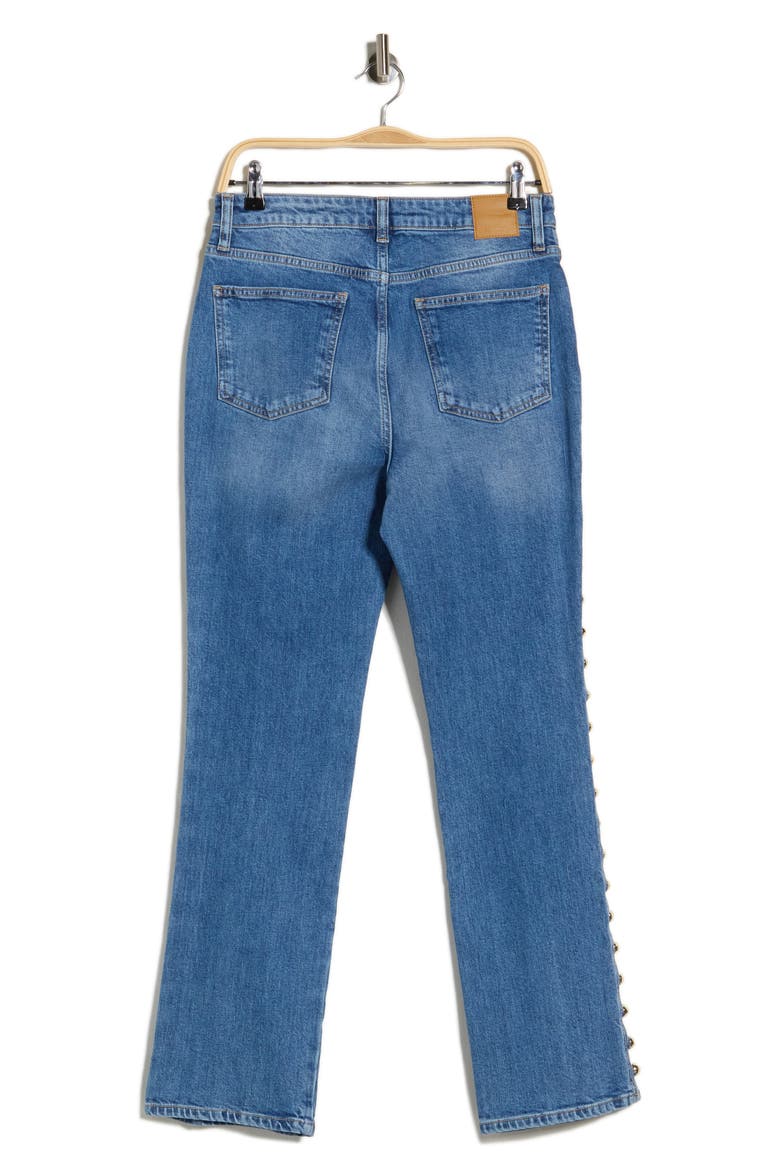 Amelia Studded High Waist Straight Leg Jeans, Alternate, color, SALTON