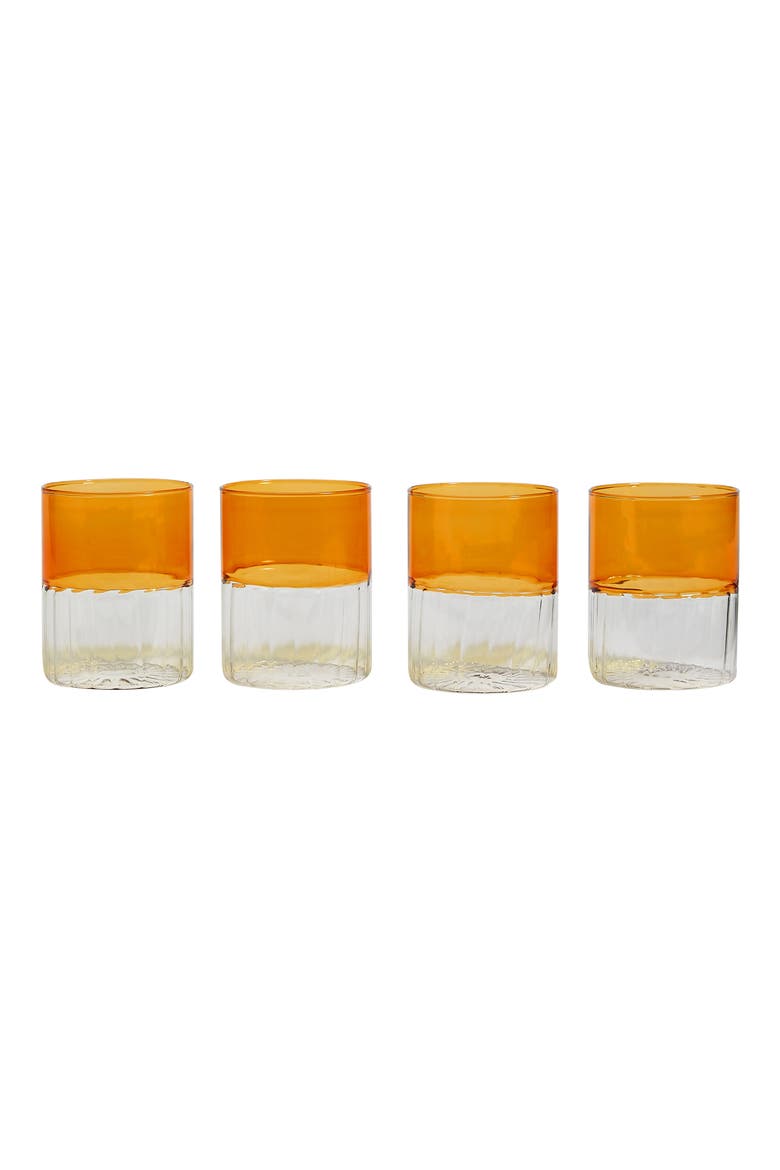 Collier Set of 4 Ribbed Tumblers, Alternate, color, CLEAR/AMBER