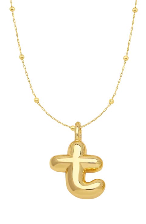 14K Gold Plated Bubble Initial Pendant Necklace