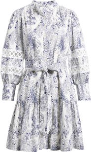 Lilly Pulitzer® Drena Print Tie Waist Long Sleeve Shirtdress