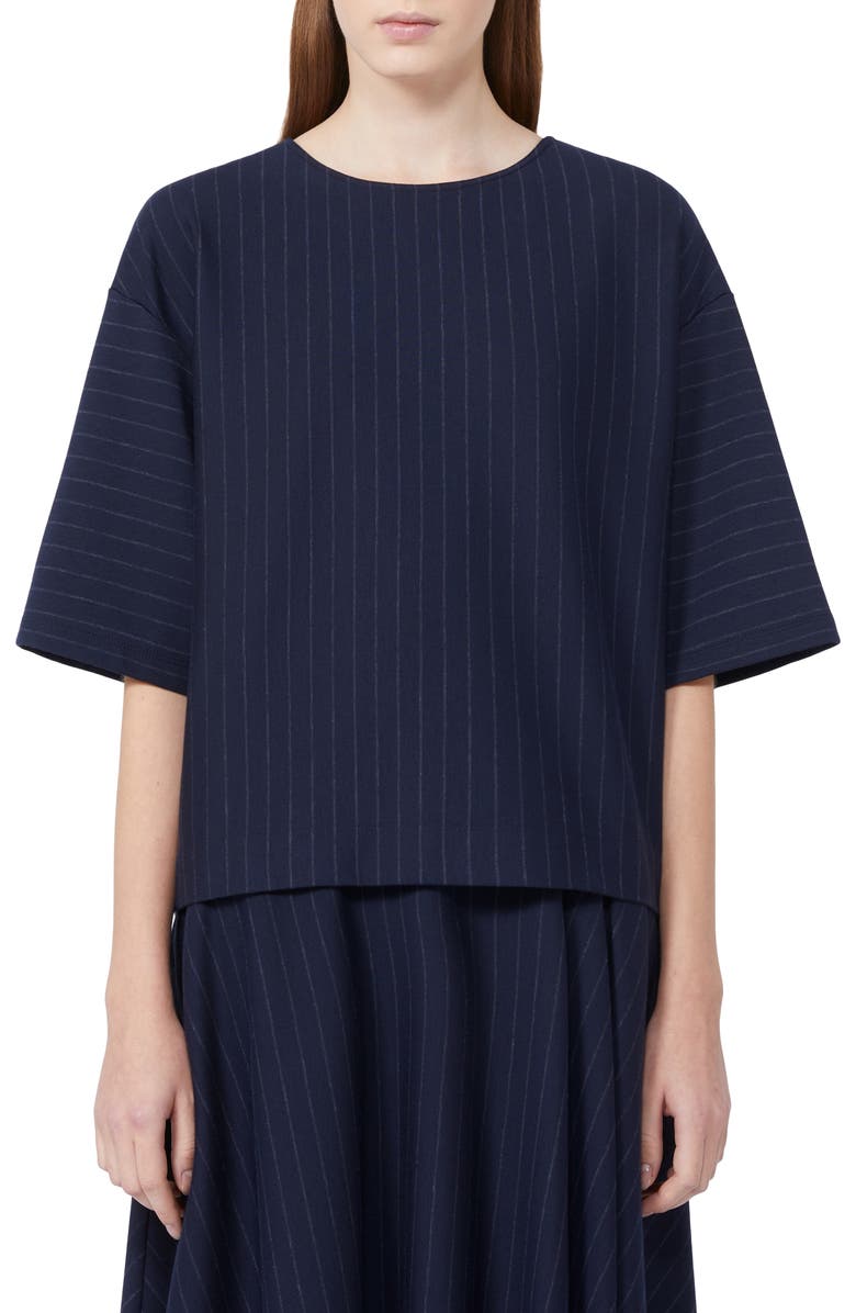 MM by Max Mara Kara Stripe Knit Top, Main, color, Midnight Blue