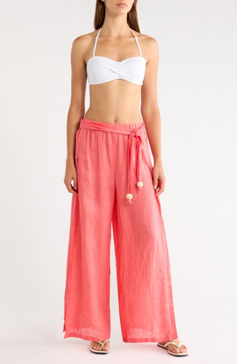 Tie Side Linen Cover-Up Pants