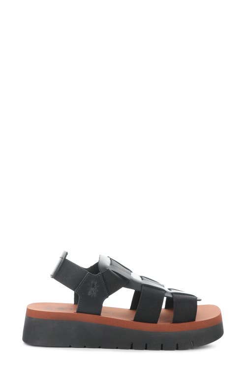 Fly London Samb Platform Wedge Sandal In 000 Black/brick