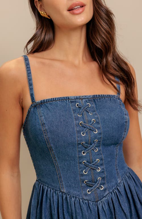 Flying Tomato Lace-up Denim Minidress In Purple