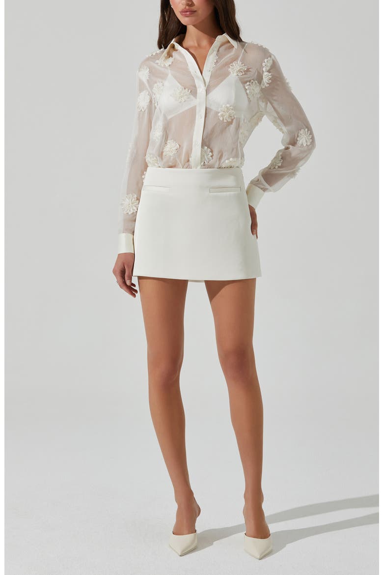 Ioannis Floral Appliqué Button-Up Shirt, Alternate, color, CREAM