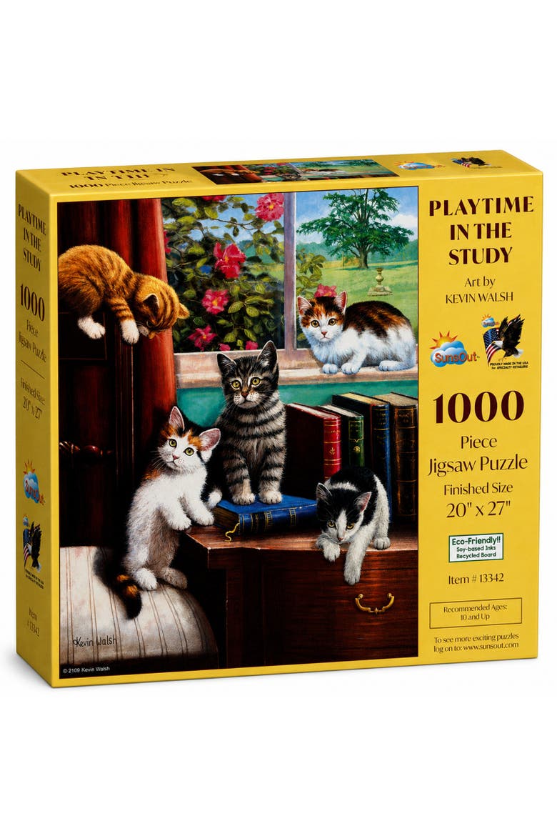 Playtime in the Study 1000 piece Jigsaw Puzzle for Adults, Main, color, Multicolor