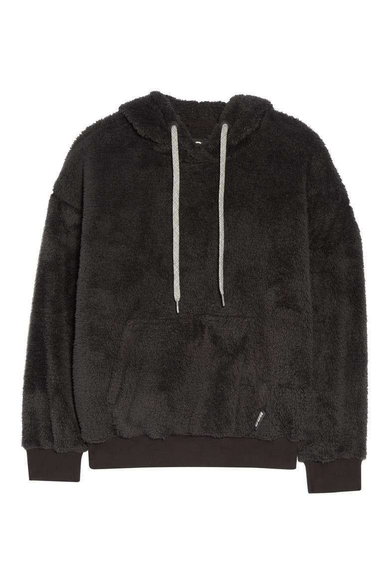 Lorya Double Face Fleece Hoodie, Alternate, color, INK BLACK