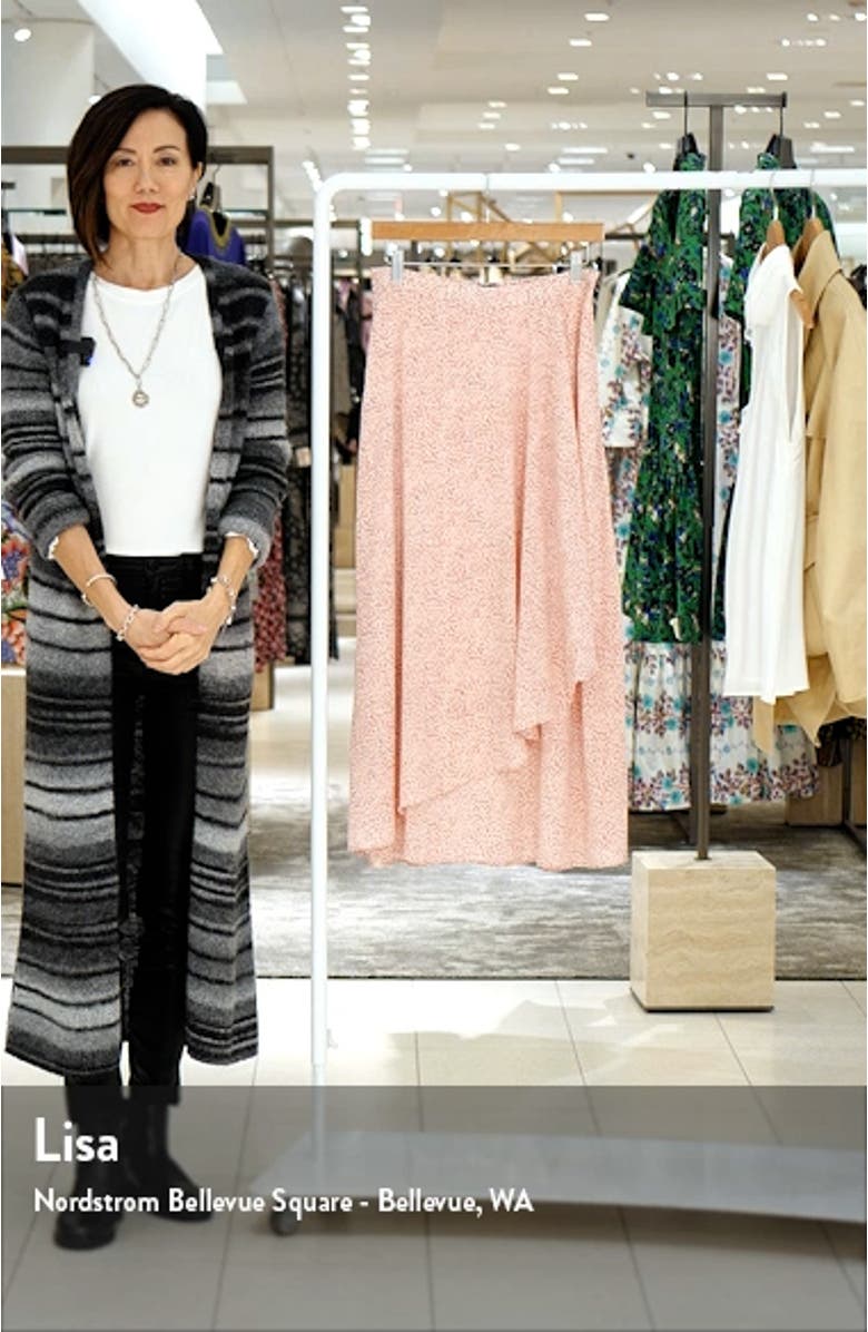 Abstract Floral Print High-Low Midi Skirt, sales video thumbnail