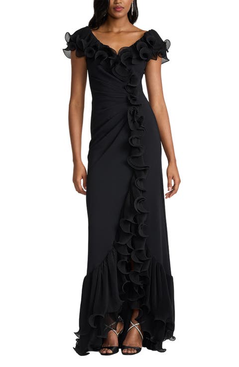 Pleated Ruffle Gown