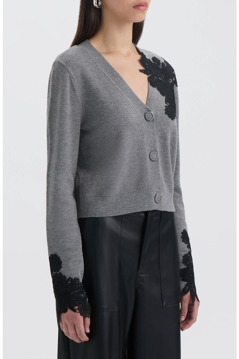 Floral Appliqué Cardigan, Alternate, color, MEDIUM GREY MIX