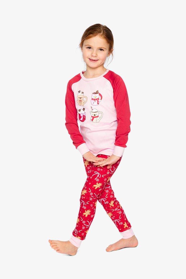 Gingerbread Organic Cotton Top Pants Two Piece Pajama Set, Alternate, color, Red Printed Gingerbread