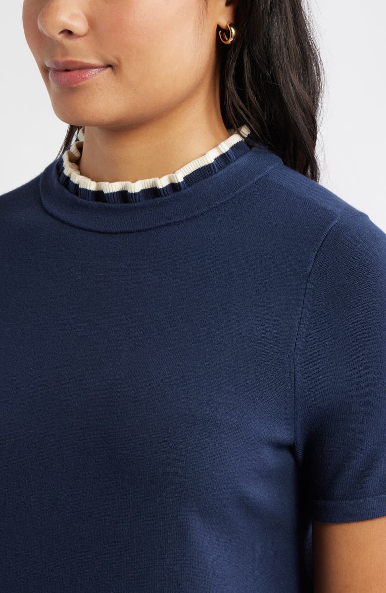 Caslon<sup>®</sup> Ruffle Accent Sweater Dress, Alternate, color, Navy Still