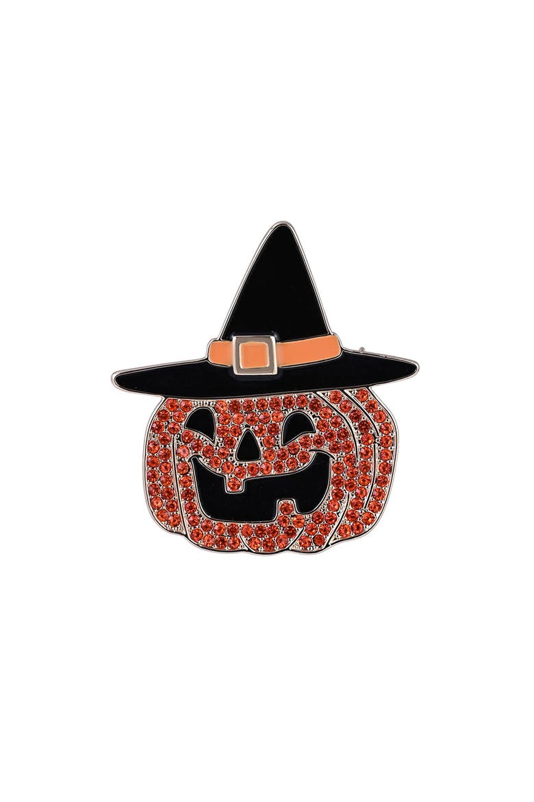Halloween Stone Jack-O-Lantern Pin, Alternate, color, Orange