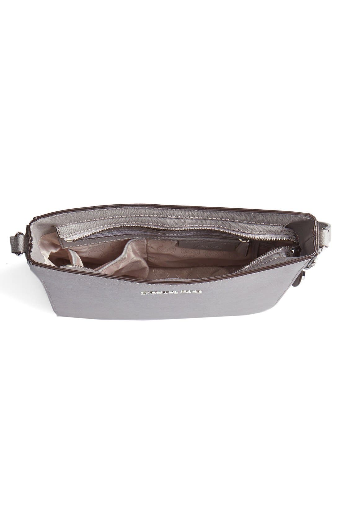 'Large Jet Set' Crossbody Bag, Alternate, color, PEARL GREY