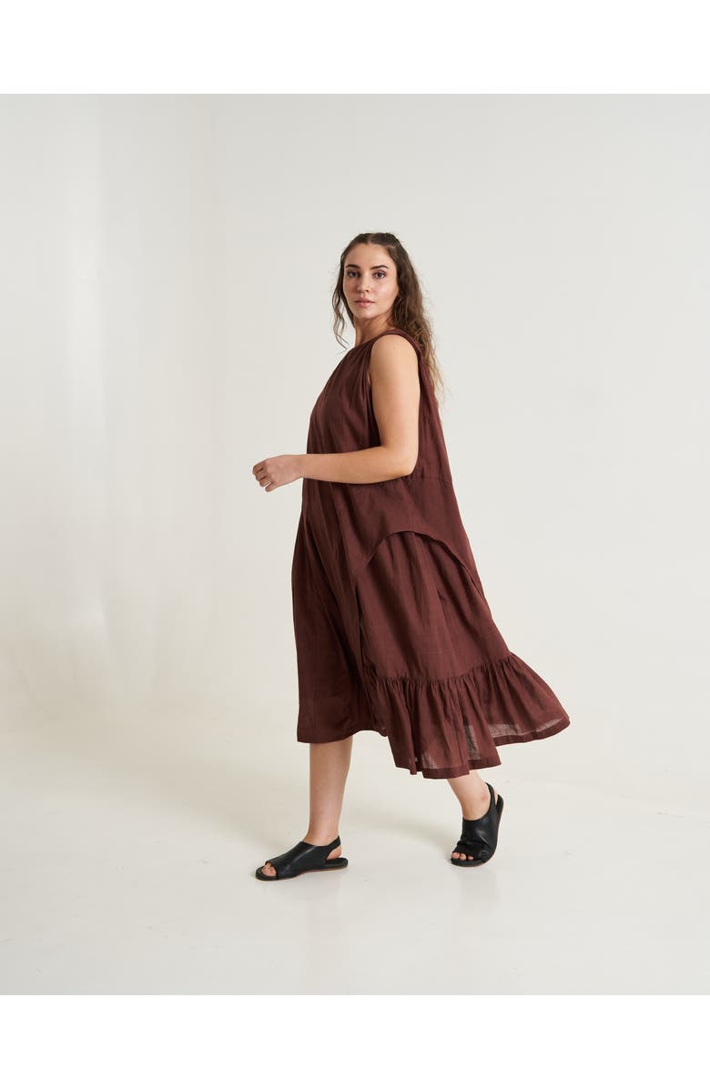 World of Crow Cocoa Brown Pleated Twirl Dress, Alternate, color, 