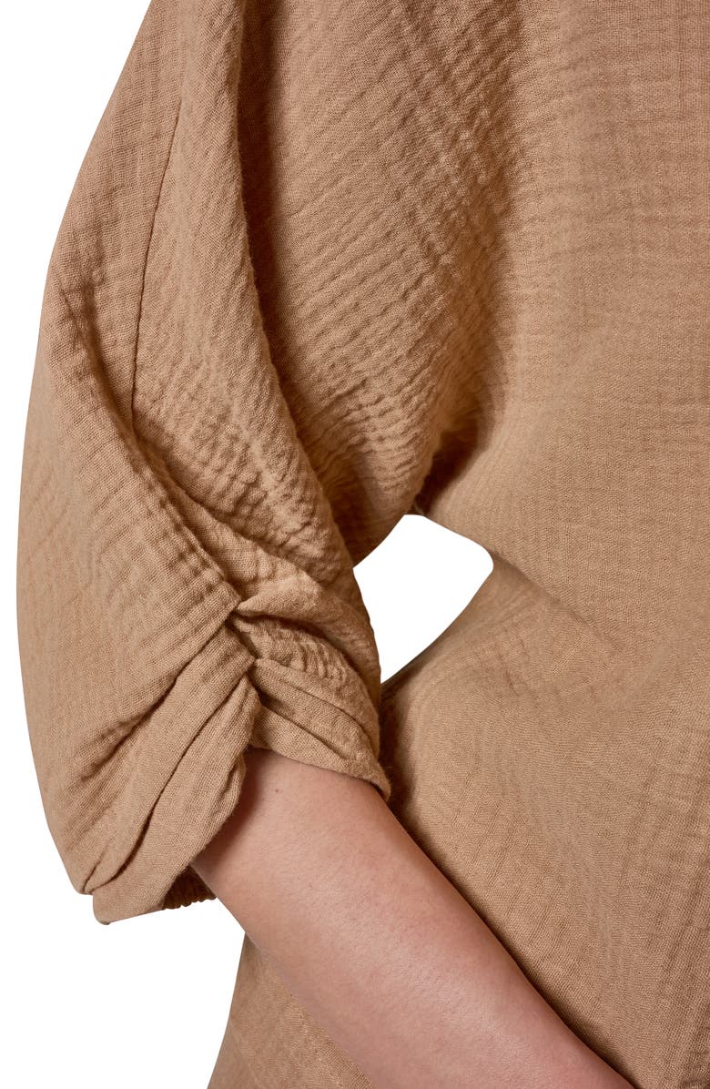 Donna Karan New York Twist Cuff Cotton Gauze Top, Alternate, color,