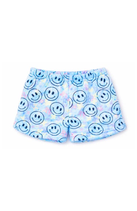 Plush Blue Smiley loungewear Shorts