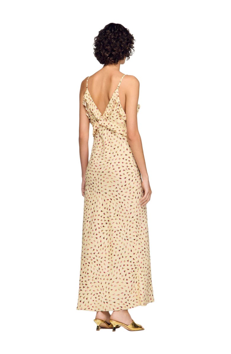 SANDRO Flower print maxi dress, Alternate, color, Butter / Pink