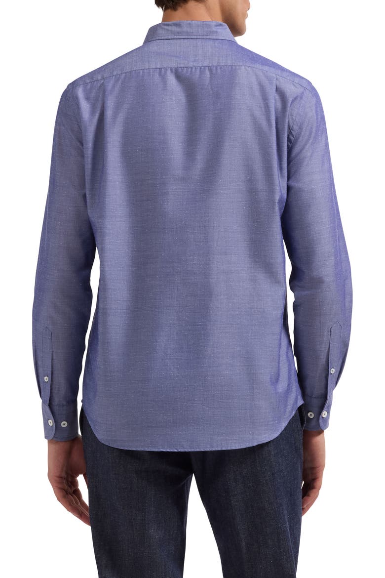 Axel Shaped Fit Cotton Blend Button-Up Shirt, Alternate, color, INDIGO