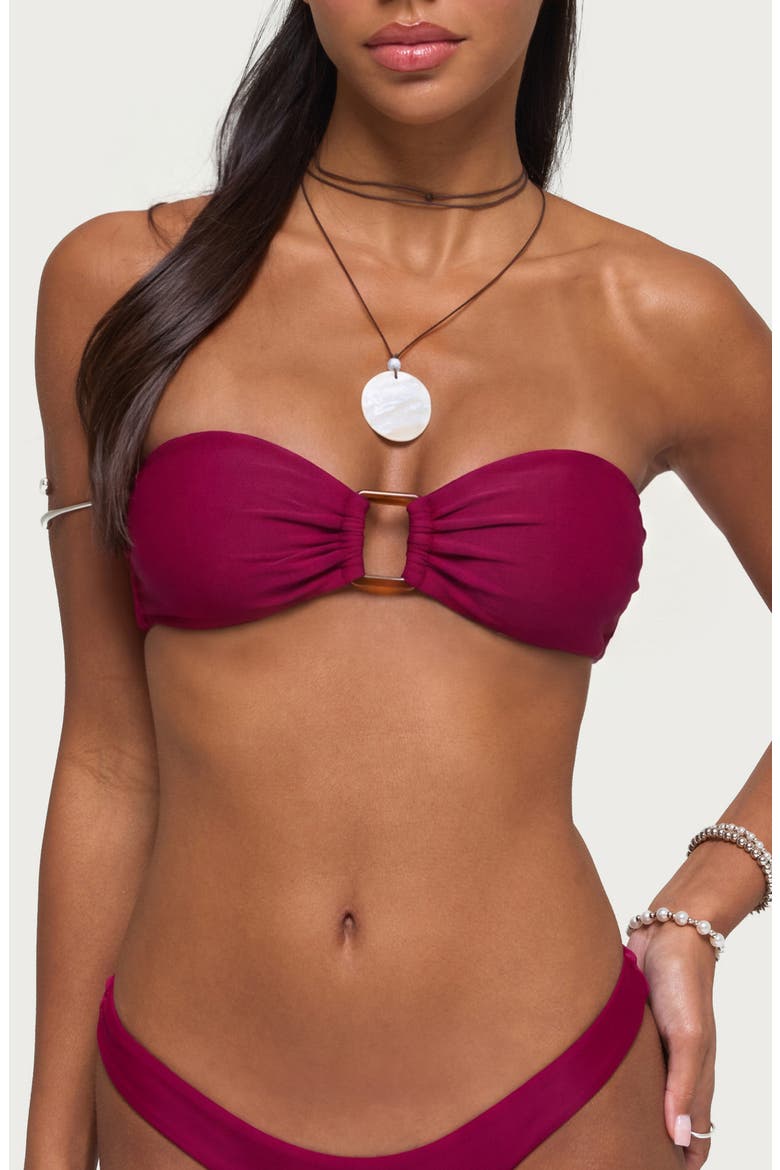 Silvey Bandeau Bikini Top, Main, color, BURGUNDY