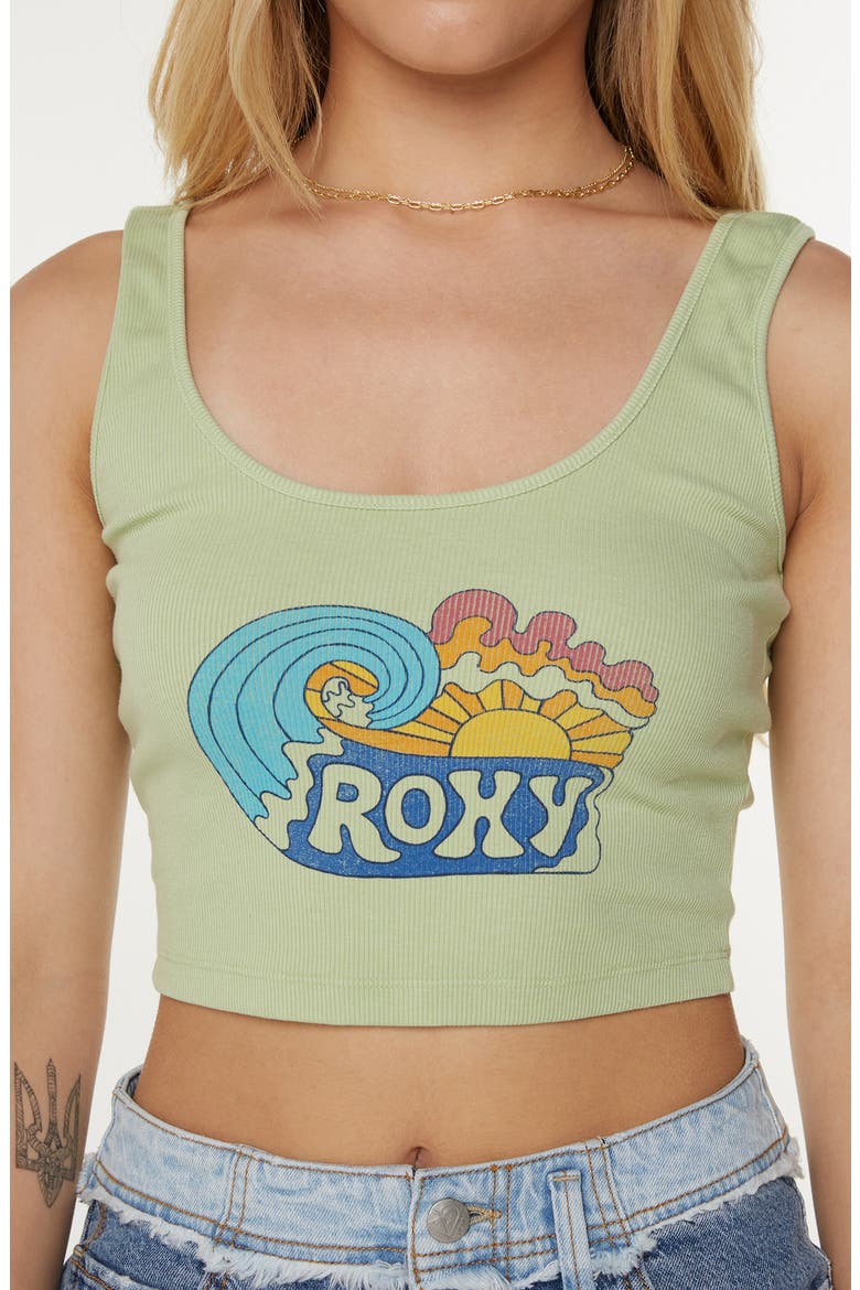 Grateful for Nature Crop Rib Graphic Tank, Alternate, color, TARRAGON