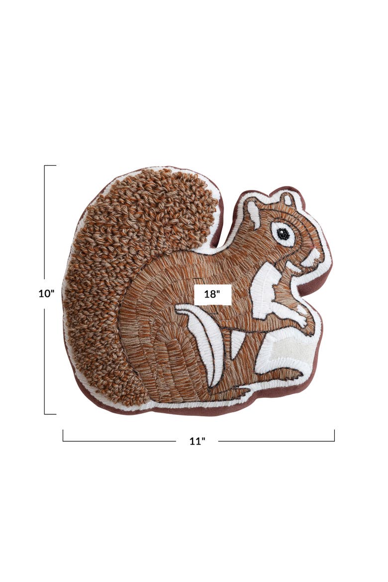 Squirrel Silhouette Embroidered Cotton & Linen Pillow, Alternate, color, Multicolor