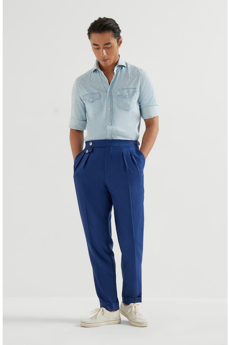 Cashmere and silk trousers, Alternate, color, Avio Blue