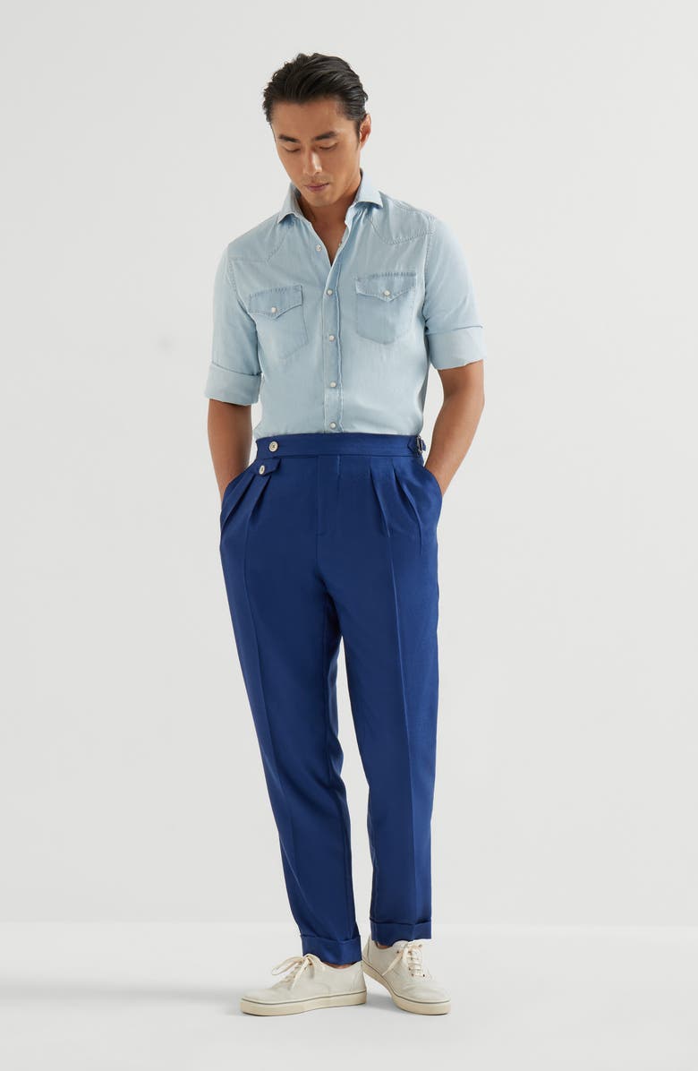 Brunello Cucinelli Cashmere and silk trousers, Alternate, color, Avio Blue