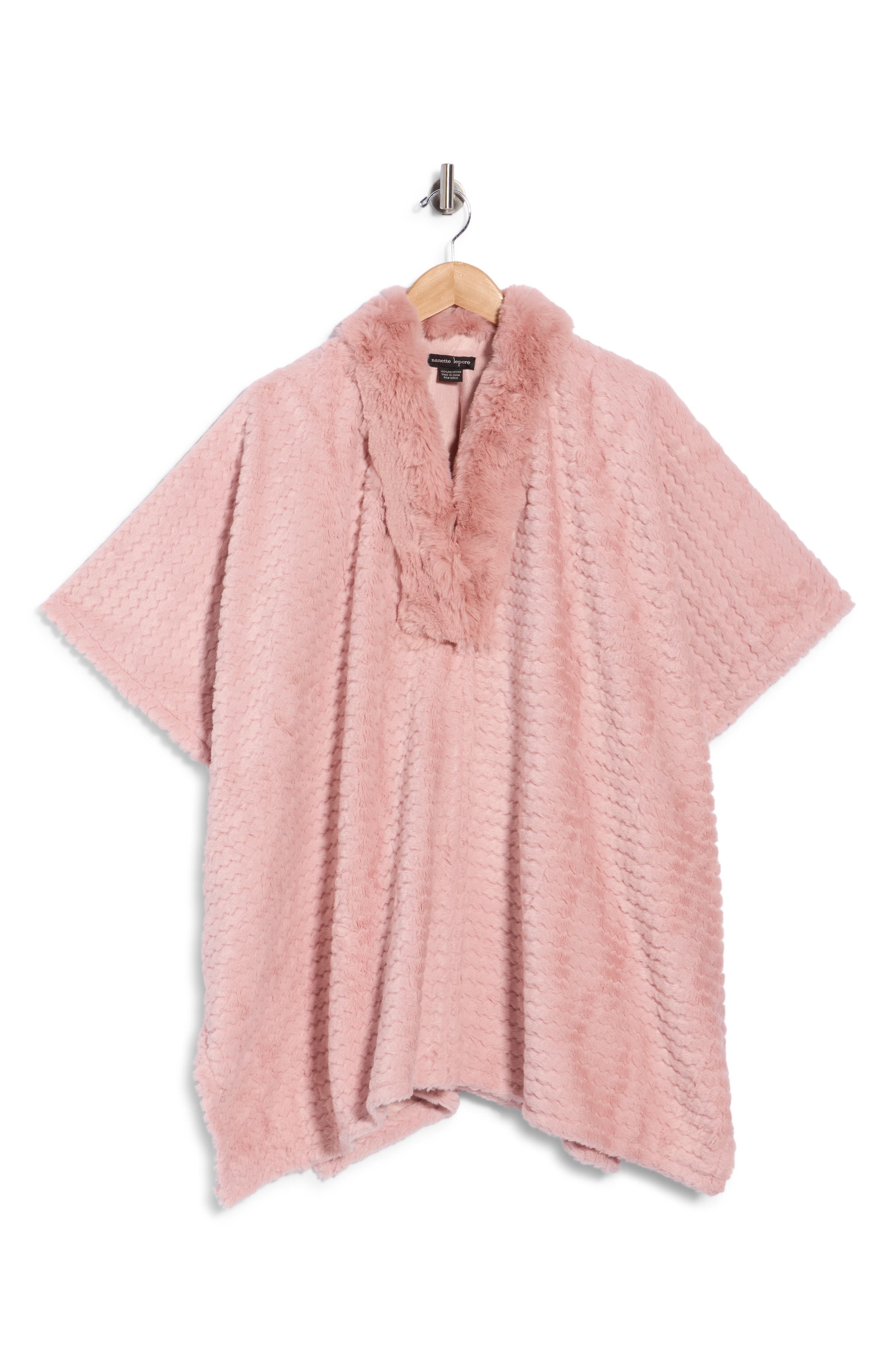 Faux Fur Collar Knit Ruana