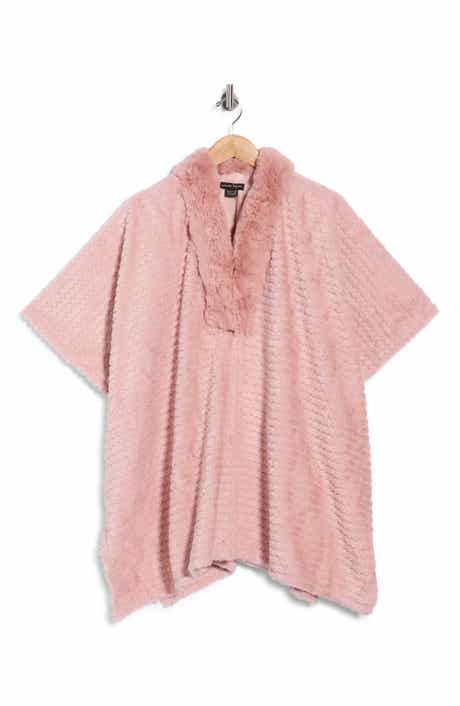 Faux Fur Collar Knit Ruana