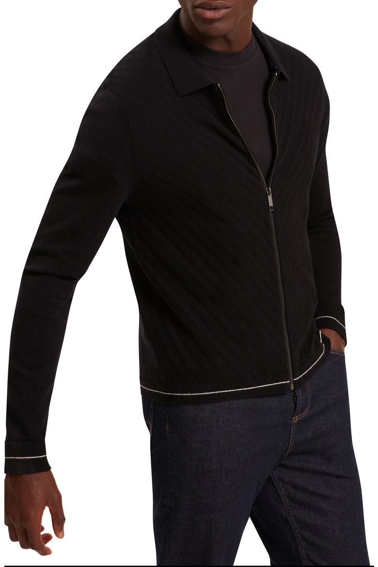 Lysand Cotton & Wool Zip-Up Jacket, Alternate, color, BLACK