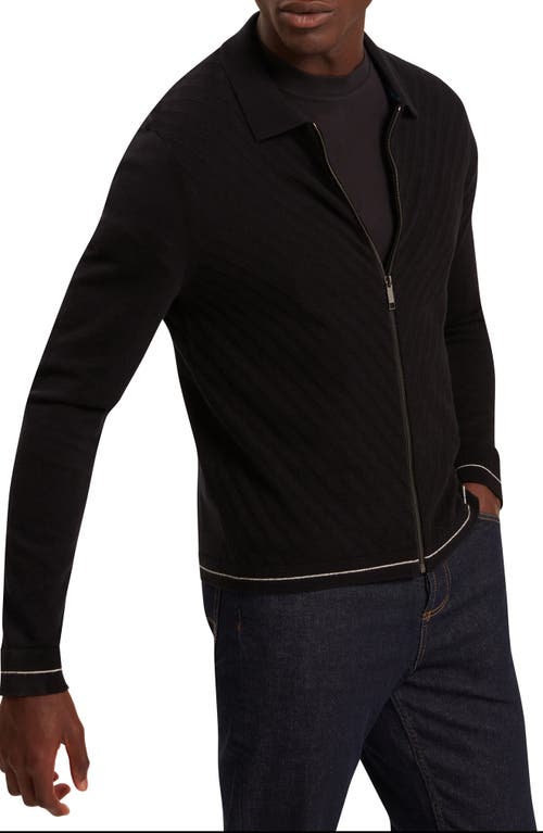 Ted Baker Lysand Cotton & Wool Zip-up Jacket In Black