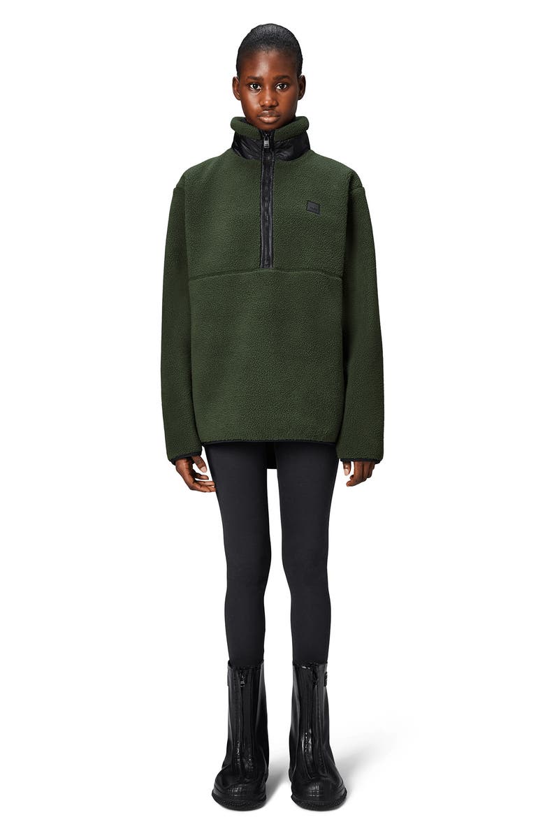 Rains Yermo Oversize Waterproof Fleece Half Zip Pullover, Alternate, color,