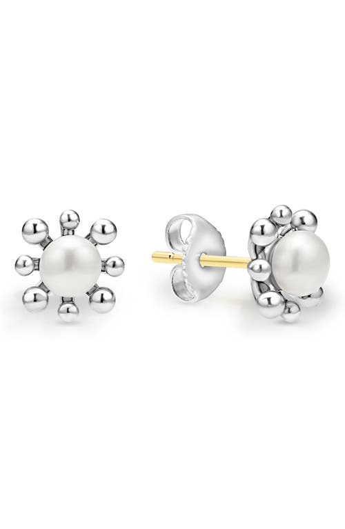 Lagos Luna Fleur Freashwater Pearl Stud Earrings In Silver