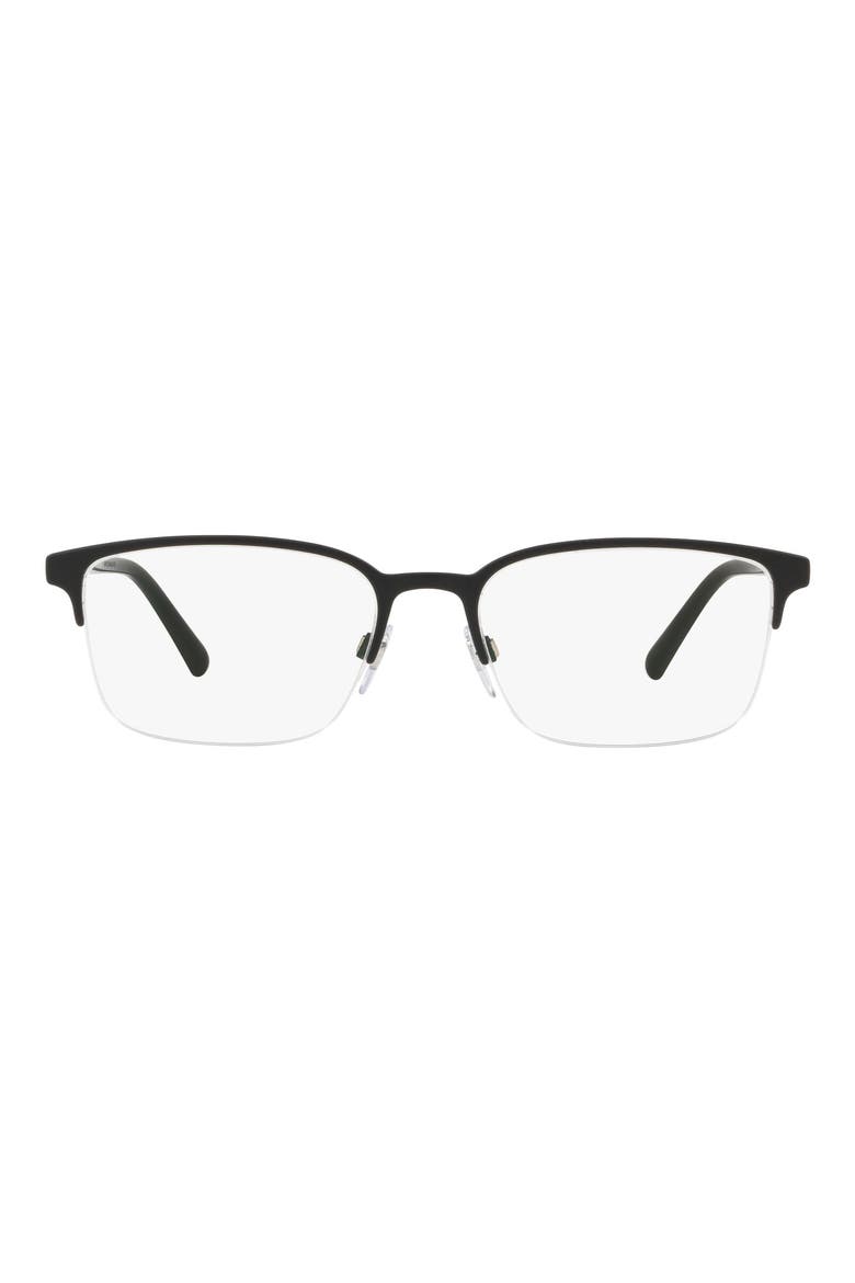 54mm Semi Rimless Optical Glasses, Main, color, BLACK RUBBER