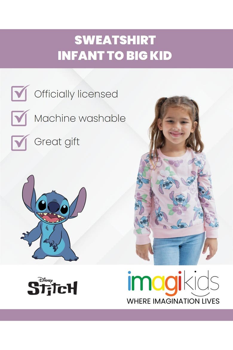 Lilo & Stitch Pullover Sweatshirt, Alternate, color, Pink Stitch